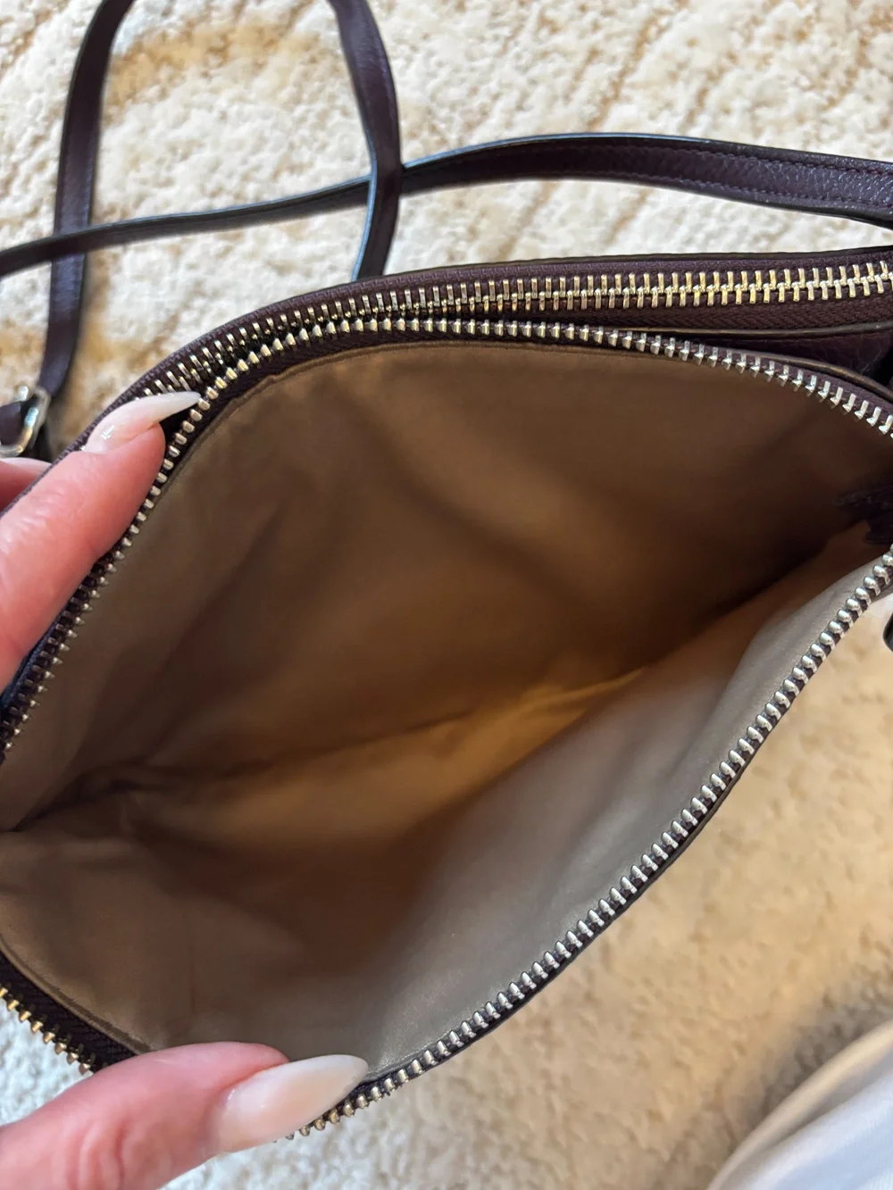 Coach Leather Crossbody Bag Plum Pebbled Zip Top